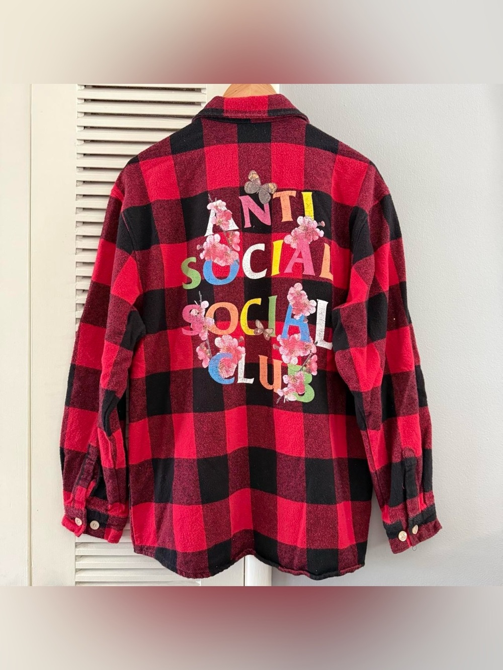 Anti Social Social Club Red Flannel Longsleeve Shirt Size L